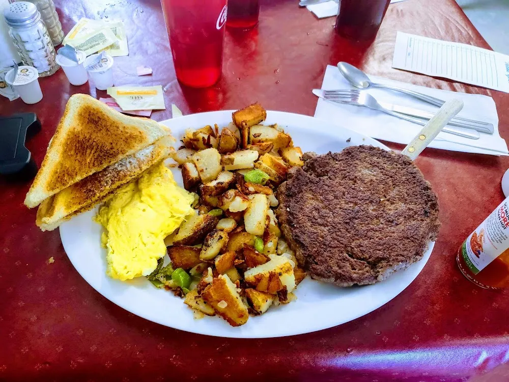 Hamburger Steak and Eggs Any Style